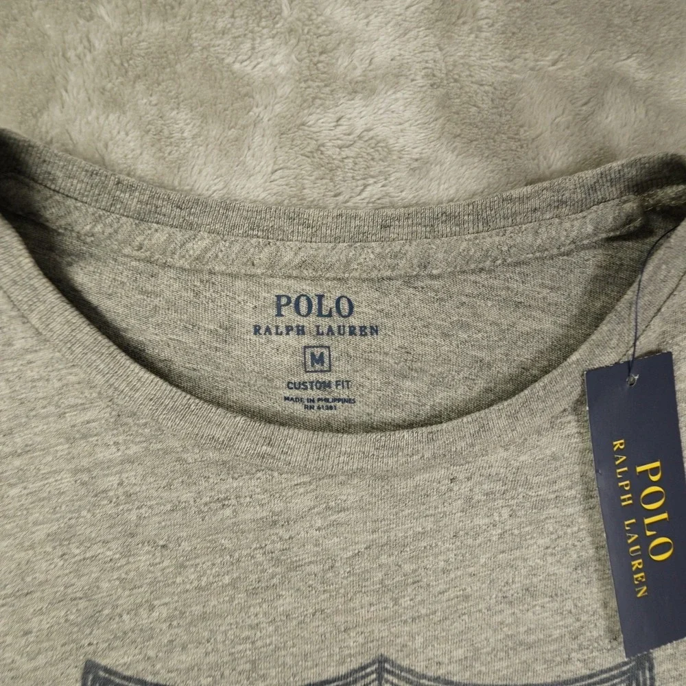 Polo Ralph Lauren Custom Fit‎ 67 Graphic T Shirt Men's Medium Heather Grey NWT